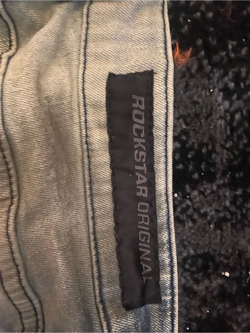 Men's Skinny Distressed Washed Blue Jeans - Frayed Panel Detail - Picture 3 of 7